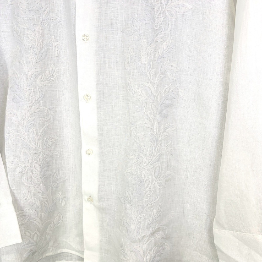 Tommy Bahama NWT Men's Button Up Shirt 2XL White Embroidered Linen Wedding Groom - Picture 9 of 16